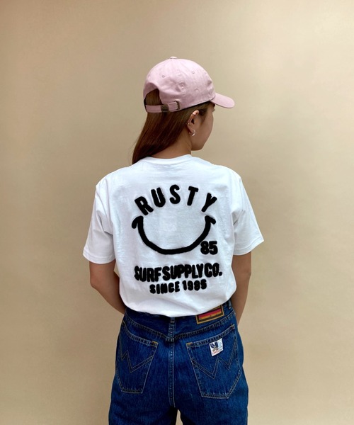 RUSTY(ラスティ)の「RUSTY/ラスティ― スマイリーバックプリントTシャツ 921504(Tシャツ/カットソー・レディース・ホワイト/ブラック/ベージュ/パープル・M/L)」の11枚目の写真
