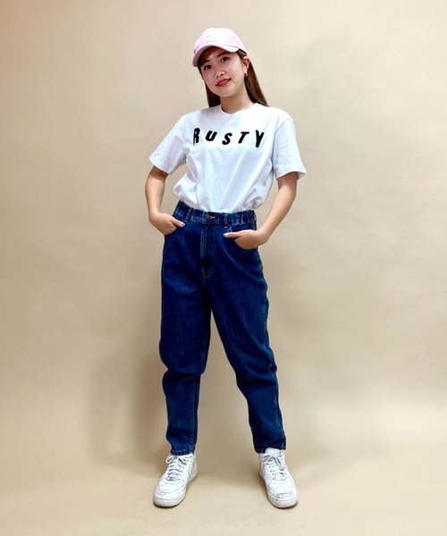 RUSTY(ラスティ)の「RUSTY/ラスティ― スマイリーバックプリントTシャツ 921504(Tシャツ/カットソー・レディース・ホワイト/ブラック/ベージュ/パープル・M/L)」の13枚目の写真