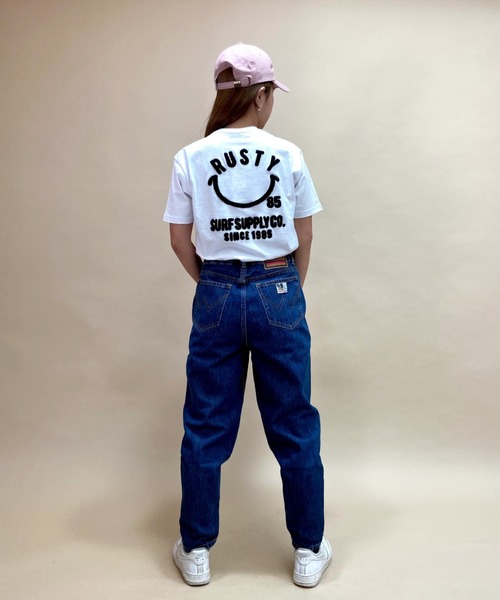 RUSTY(ラスティ)の「RUSTY/ラスティ― スマイリーバックプリントTシャツ 921504(Tシャツ/カットソー・レディース・ホワイト/ブラック/ベージュ/パープル・M/L)」の14枚目の写真