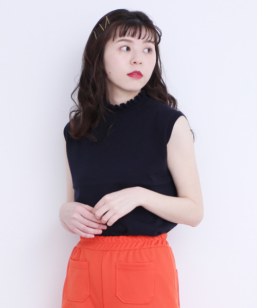 楽天最安値に挑戦 のノースリプルオーバー ニット セーター トップス Childwoman 綿14gg衿フリル Child ニット セーター Woman チャイルドウーマン のファッション