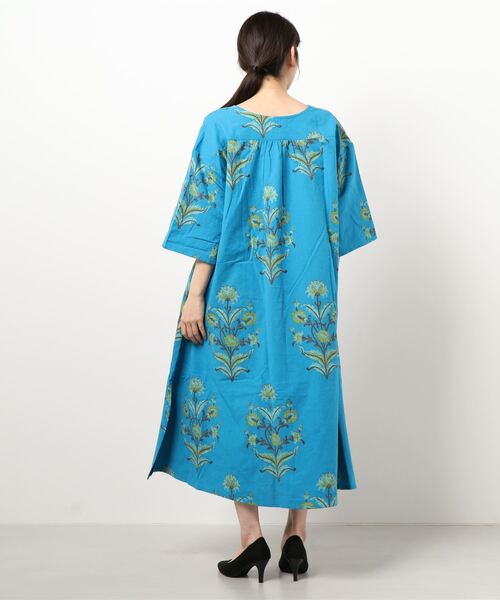 チャイハネ（チャイハネ）の「【チャイハネ】ブロックプリント リモーネワンピース（ワンピース・レディース・ホワイト/オレンジ/ブルー・FREE）」の17枚目の写真