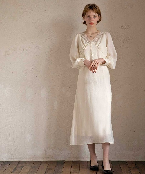 mangata（モンガータ）の「Vintage chic dress（ワンピース・レディース・アイボリー・FREE）」の2枚目の写真