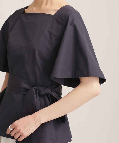 【極美品】ナノユニバース　ペプラムトップス　半袖　ブラック セール 40%OFF】スクエアネックペプラムトップス 半袖(503799508
