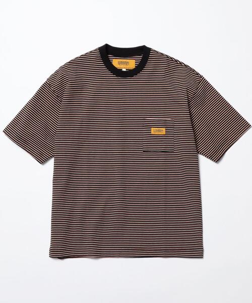 UNIVERSAL OVERALL（ユニバーサルオーバーオール）の「【別注】 ＜UNIVERSAL OVERALL(ユニバーサルオーバーオール）＞ 1POC BORDER TEE/Tシャツ（Tシャツ/カットソー・メンズ・ブラウン/その他1/ホワイト・S/M/L/XL）」の3枚目の写真