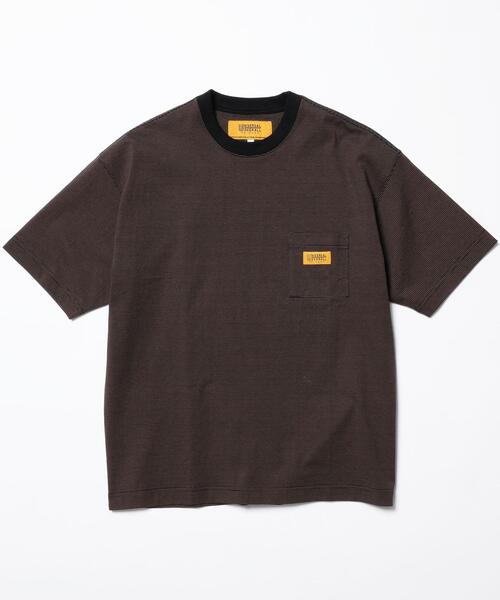 UNIVERSAL OVERALL（ユニバーサルオーバーオール）の「【別注】 ＜UNIVERSAL OVERALL(ユニバーサルオーバーオール）＞ 1POC BORDER TEE/Tシャツ（Tシャツ/カットソー・メンズ・ブラウン/その他1/ホワイト・S/M/L/XL）」の9枚目の写真