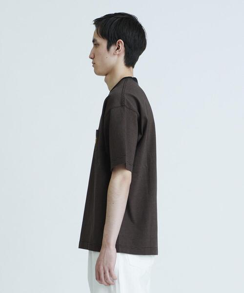 UNIVERSAL OVERALL（ユニバーサルオーバーオール）の「【別注】 ＜UNIVERSAL OVERALL(ユニバーサルオーバーオール）＞ 1POC BORDER TEE/Tシャツ（Tシャツ/カットソー・メンズ・ブラウン/その他1/ホワイト・S/M/L/XL）」の10枚目の写真