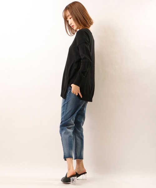 nougatine(ヌガティーヌ)の「【nougatine】綿100%Vネックハイゲージニット(ニット/セーター・レディース・ブラック/グレー/ホワイト・FREE)」の11枚目の写真