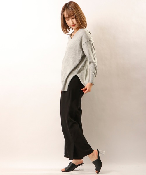 nougatine(ヌガティーヌ)の「【nougatine】綿100%Vネックハイゲージニット(ニット/セーター・レディース・ブラック/グレー/ホワイト・FREE)」の14枚目の写真