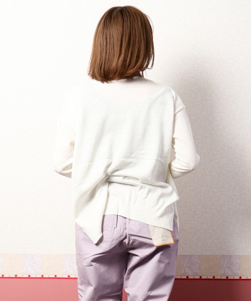 nougatine(ヌガティーヌ)の「【nougatine】綿100%Vネックハイゲージニット(ニット/セーター・レディース・ブラック/グレー/ホワイト・FREE)」の8枚目の写真