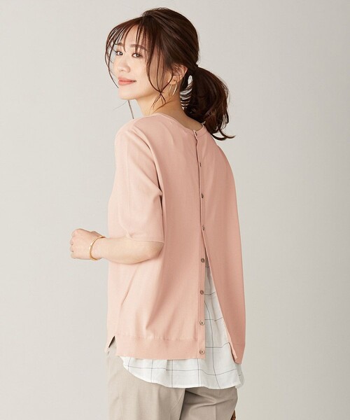 J.PRESS(ジェイプレス)の「【洗える】シャインバックキュプラ ニット(ニット/セーター・レディース・ブラウン系/ネイビー系/ピンク系・T13/T15)」の2枚目の写真