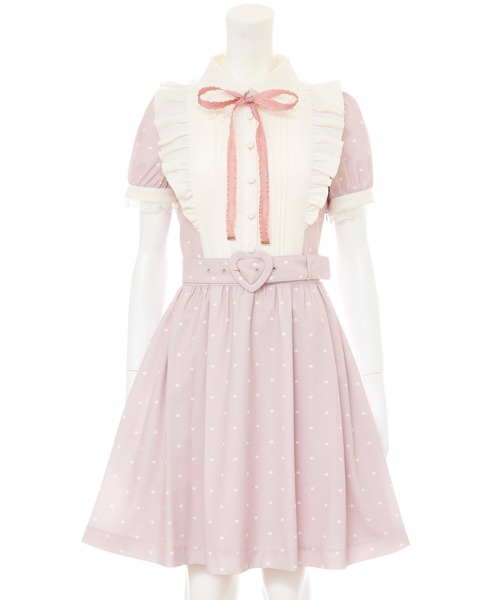 Secret Honey（シークレットハニー）の「ハートプリントベルト付ワンピース（ワンピース・レディース・ブラック/ピンク・MEDIUM）」の7枚目の写真