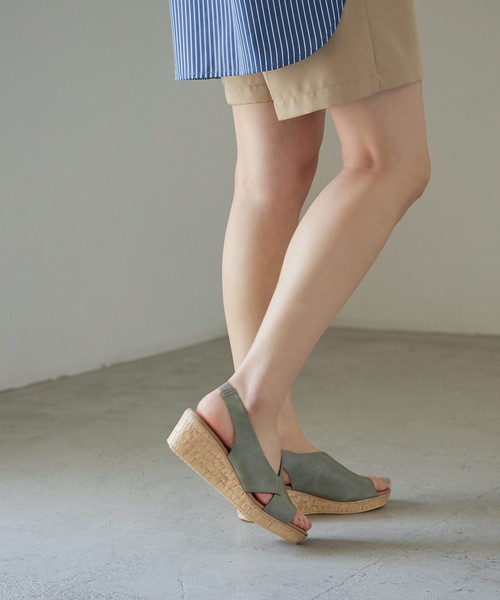 Fashion Letter（ファッションレター）の「日本製 バックゴムベルトウェッジサンダル 厚底 Made in JAPAN 痛くないサンダル（サンダル・レディース・ブラック/ブラウン/ホワイト/シルバー/ベージュ系その他/カーキ・S/M/L/LL）」の11枚目の写真