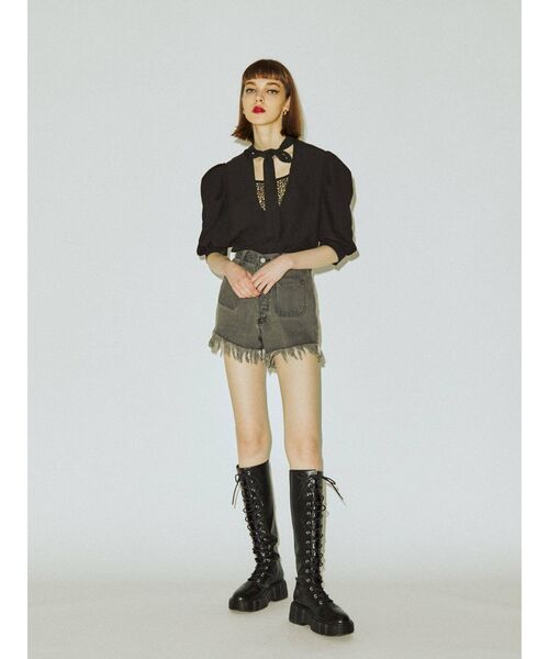 jouetie（ジュエティ）の「ボリュームスリーブリボンブラウス（シャツ/ブラウス・レディース・アイボリー/ブラック/イエロー/パープル・MEDIUM）」の8枚目の写真