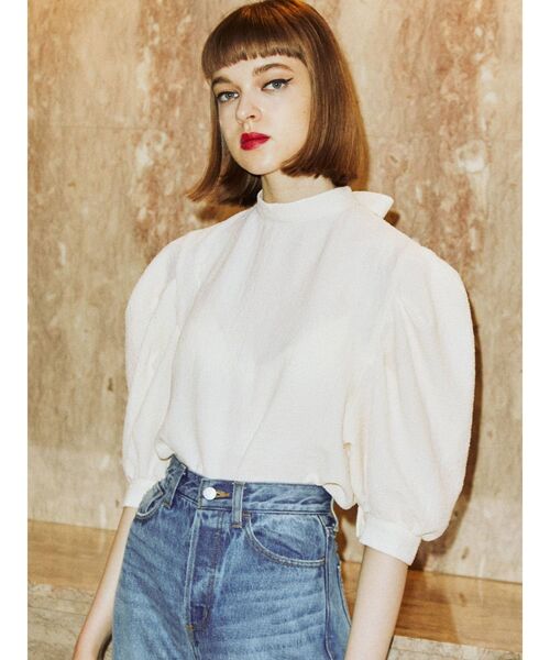 jouetie（ジュエティ）の「ボリュームスリーブリボンブラウス（シャツ/ブラウス・レディース・アイボリー/ブラック/イエロー/パープル・MEDIUM）」の14枚目の写真