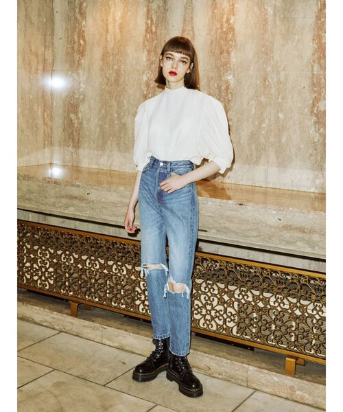 jouetie（ジュエティ）の「ボリュームスリーブリボンブラウス（シャツ/ブラウス・レディース・アイボリー/ブラック/イエロー/パープル・MEDIUM）」の12枚目の写真