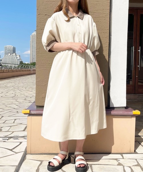 apres jour（アプレジュール）の「配色襟ワンピ【ZOZOTOWN限定アイテム】（ワンピース・レディース・グリーン/ブラック/アイボリー・フリー/X-LARGE）」の2枚目の写真