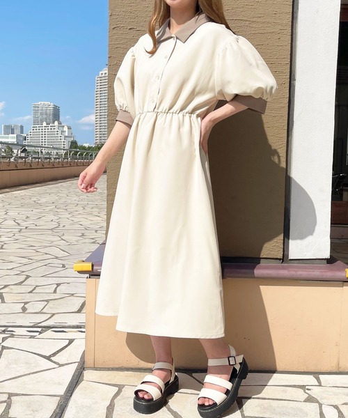 apres jour（アプレジュール）の「配色襟ワンピ【ZOZOTOWN限定アイテム】（ワンピース・レディース・グリーン/ブラック/アイボリー・フリー/X-LARGE）」の9枚目の写真