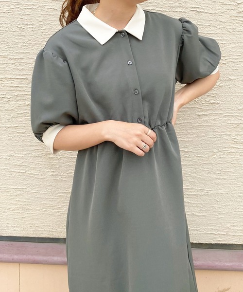 apres jour（アプレジュール）の「配色襟ワンピ【ZOZOTOWN限定アイテム】（ワンピース・レディース・グリーン/ブラック/アイボリー・フリー/X-LARGE）」の22枚目の写真
