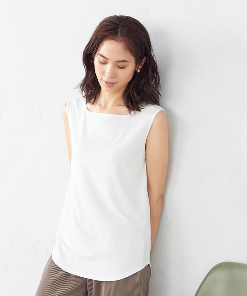 COMME CA ISM(コムサイズム)の「デザイン タンクトップ(タンクトップ・レディース・ホワイト/カーキブラウン・MEDIUM/LARGE)」の1枚目の写真