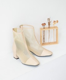 sango | センターパイピングシアー　バックファスナーショートブーツ(ブーツ)