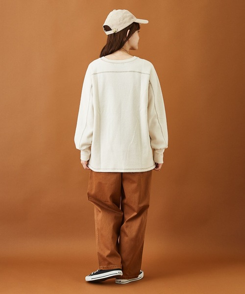 CUBE SUGAR（キューブシュガー）の「起毛ワッフル クルーネック プルオーバー（Tシャツ/カットソー・レディース・ホワイト/ワイン/チャコールグレー/ブラウン・M）」の11枚目の写真