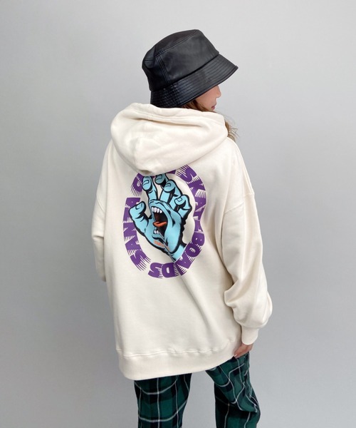 SANTA CRUZ(サンタクルーズ)の「【ムラサキスポーツ別注】SANTACRUZ/サンタクルーズ ビッグシルエット バックプリントパーカー 502213341(パーカー・レディース・ホワイト/グレー/グリーン・M/L)」の2枚目の写真