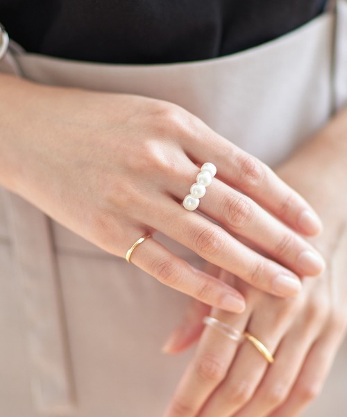 Cookie Chocolate(クッキーチョコレート)の「パールアソートリングセット 《bibiroom select》(リング・レディース・シルバー/ゴールド・FREE)」の7枚目の写真