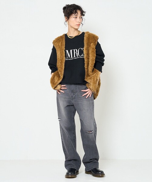 FREAK'S STORE（フリークスストア）の「▽【WEB限定】ダメージテーパードデニム（デニムパンツ・レディース・ブラック/サックスブルー/ブルー・SMALL/MEDIUM/X-SMALL）」の9枚目の写真