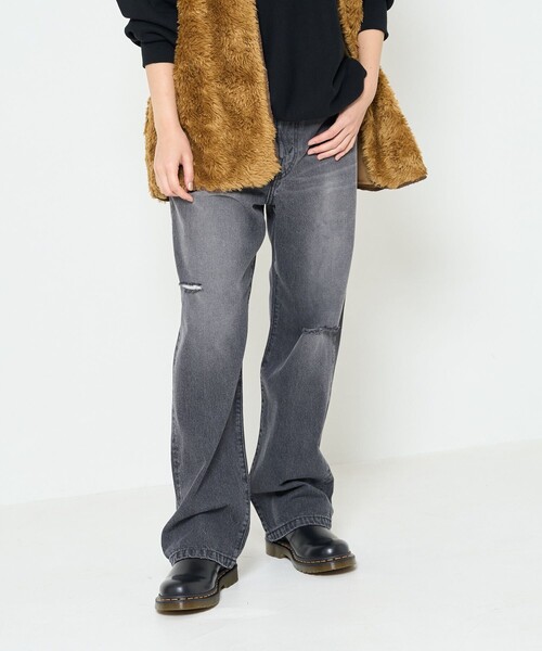 FREAK'S STORE（フリークスストア）の「▽【WEB限定】ダメージテーパードデニム（デニムパンツ・レディース・ブラック/サックスブルー/ブルー・SMALL/MEDIUM/X-SMALL）」の14枚目の写真