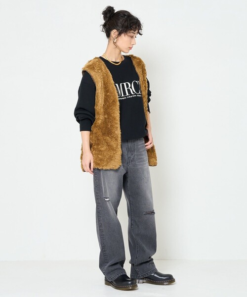 FREAK'S STORE（フリークスストア）の「▽【WEB限定】ダメージテーパードデニム（デニムパンツ・レディース・ブラック/サックスブルー/ブルー・SMALL/MEDIUM/X-SMALL）」の10枚目の写真