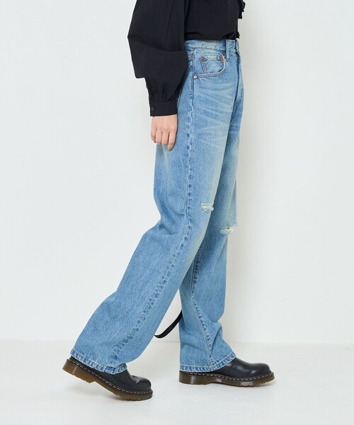 FREAK'S STORE（フリークスストア）の「▽【WEB限定】ダメージテーパードデニム（デニムパンツ・レディース・ブラック/サックスブルー/ブルー・SMALL/MEDIUM/X-SMALL）」の11枚目の写真