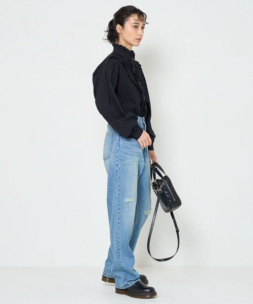 FREAK'S STORE（フリークスストア）の「▽【WEB限定】ダメージテーパードデニム（デニムパンツ・レディース・ブラック/サックスブルー/ブルー・SMALL/MEDIUM/X-SMALL）」の16枚目の写真