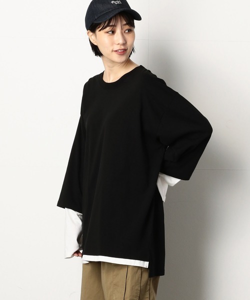 Purple&Yellow（パープルアンドイエロー）の「フェイクレイヤードビッグＴシャツ（Tシャツ/カットソー・メンズ・ブラック/アイボリー・SMALL/MEDIUM/LARGE）」の13枚目の写真