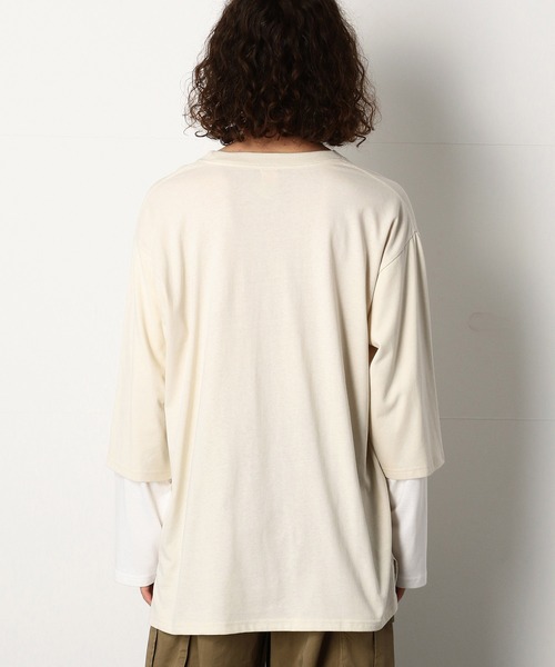 Purple&Yellow（パープルアンドイエロー）の「フェイクレイヤードビッグＴシャツ（Tシャツ/カットソー・メンズ・ブラック/アイボリー・SMALL/MEDIUM/LARGE）」の15枚目の写真