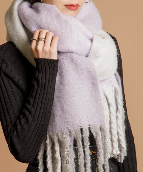 CIENA(シエナ)の「フワフワバルキー太フリンジビッグマフラー(マフラー・レディース・アイボリー/グレー/ブラウン/ブルー/イエロー/カーキ/イエロー系その他/グリーン系その他/パープル系その他・FREE)」の7枚目の写真