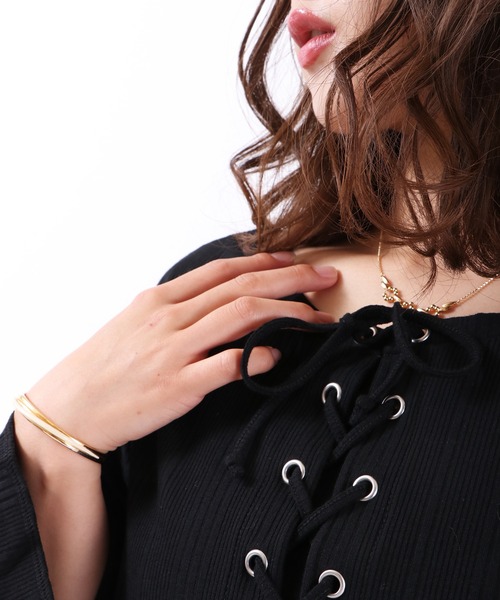 Blasty(ブラスティー)の「Blasty ランダムリブレースアップT(Tシャツ/カットソー・レディース・ブラック/ベージュ/オフホワイト/モカ/ラベンダー・FREE)」の19枚目の写真