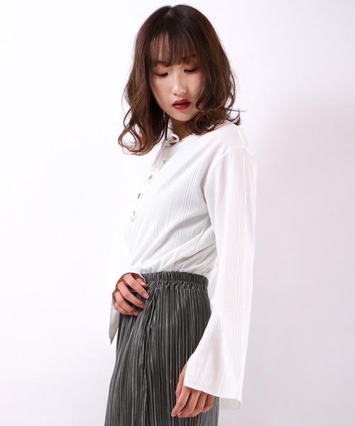 Blasty(ブラスティー)の「Blasty ランダムリブレースアップT(Tシャツ/カットソー・レディース・ブラック/ベージュ/オフホワイト/モカ/ラベンダー・FREE)」の8枚目の写真