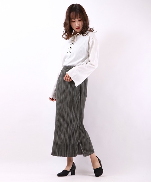 Blasty(ブラスティー)の「Blasty ランダムリブレースアップT(Tシャツ/カットソー・レディース・ブラック/ベージュ/オフホワイト/モカ/ラベンダー・FREE)」の10枚目の写真