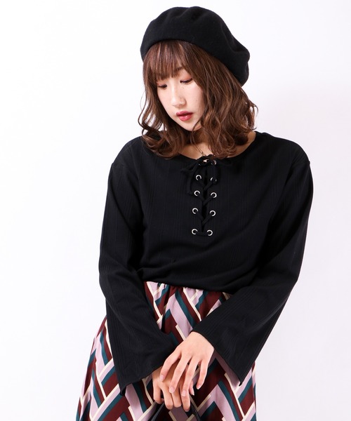 Blasty(ブラスティー)の「Blasty ランダムリブレースアップT(Tシャツ/カットソー・レディース・ブラック/ベージュ/オフホワイト/モカ/ラベンダー・FREE)」の15枚目の写真