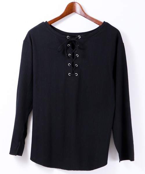 Blasty(ブラスティー)の「Blasty ランダムリブレースアップT(Tシャツ/カットソー・レディース・ブラック/ベージュ/オフホワイト/モカ/ラベンダー・FREE)」の12枚目の写真