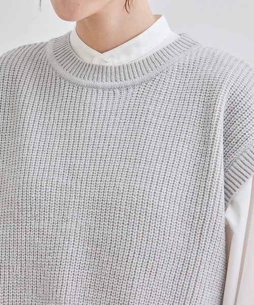 ROPE' PICNIC（ロペピクニック）の「ニットベストセットシャツワンピース（シャツワンピース・レディース・ブラック/グレー系その他/キャメル・38）」の6枚目の写真