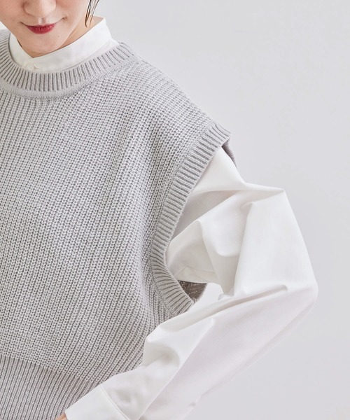ROPE' PICNIC（ロペピクニック）の「ニットベストセットシャツワンピース（シャツワンピース・レディース・ブラック/グレー系その他/キャメル・38）」の7枚目の写真