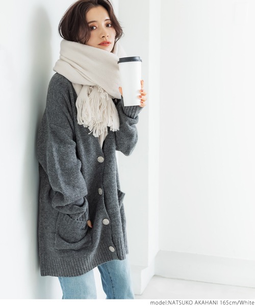 coca（coca）（コカ）の「使い方はあなた次第 ふわふわ大判ストール（マフラー・レディース・ホワイト/グレー/ピンク・ONE SIZE）」の5枚目の写真