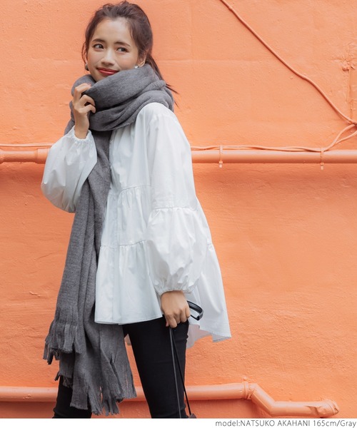 coca（coca）（コカ）の「使い方はあなた次第 ふわふわ大判ストール（マフラー・レディース・ホワイト/グレー/ピンク・ONE SIZE）」の11枚目の写真