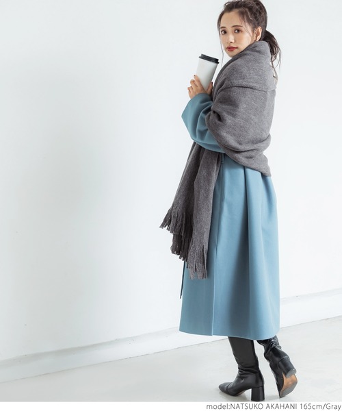 coca（coca）（コカ）の「使い方はあなた次第 ふわふわ大判ストール（マフラー・レディース・ホワイト/グレー/ピンク・ONE SIZE）」の12枚目の写真