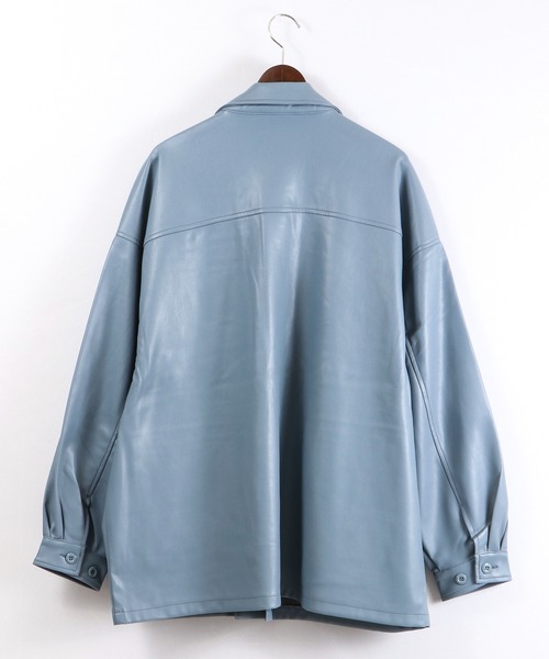 SUGGESTION（サジェッション）の「SUGGESTION PUオーバーサイズボリュームスリーブファティーグジャケット（ミリタリージャケット・メンズ・ブラック/アイボリー/グレイッシュブルー・M/L）」の5枚目の写真