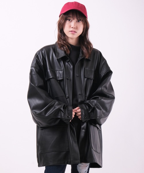 SUGGESTION（サジェッション）の「SUGGESTION PUオーバーサイズボリュームスリーブファティーグジャケット（ミリタリージャケット・メンズ・ブラック/アイボリー/グレイッシュブルー・M/L）」の19枚目の写真