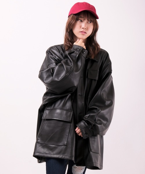 SUGGESTION（サジェッション）の「SUGGESTION PUオーバーサイズボリュームスリーブファティーグジャケット（ミリタリージャケット・メンズ・ブラック/アイボリー/グレイッシュブルー・M/L）」の20枚目の写真