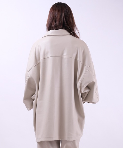 SUGGESTION（サジェッション）の「SUGGESTION PUオーバーサイズボリュームスリーブファティーグジャケット（ミリタリージャケット・メンズ・ブラック/アイボリー/グレイッシュブルー・M/L）」の9枚目の写真