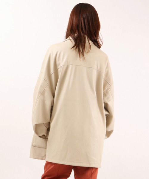 SUGGESTION（サジェッション）の「SUGGESTION PUオーバーサイズボリュームスリーブファティーグジャケット（ミリタリージャケット・メンズ・ブラック/アイボリー/グレイッシュブルー・M/L）」の15枚目の写真